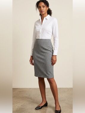 Ann Taylor Grey High waist stretch skirt women 6